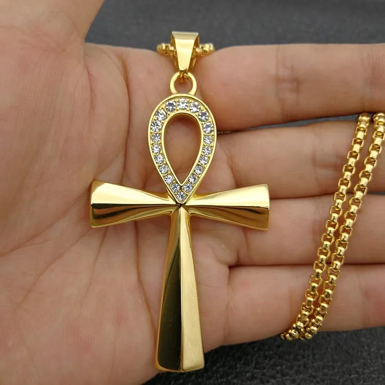 

GZYS JEWELRY Wholesale Hip Hop Stainless Steel Gold Plated Ankh Cross Pendant