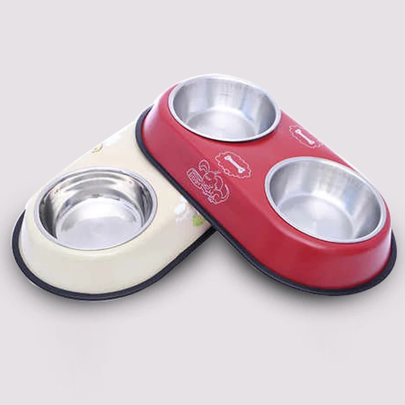 

elevated feeding food dog bowl color stainless steel dog bowl with iron stand and non-slip double pet bowls