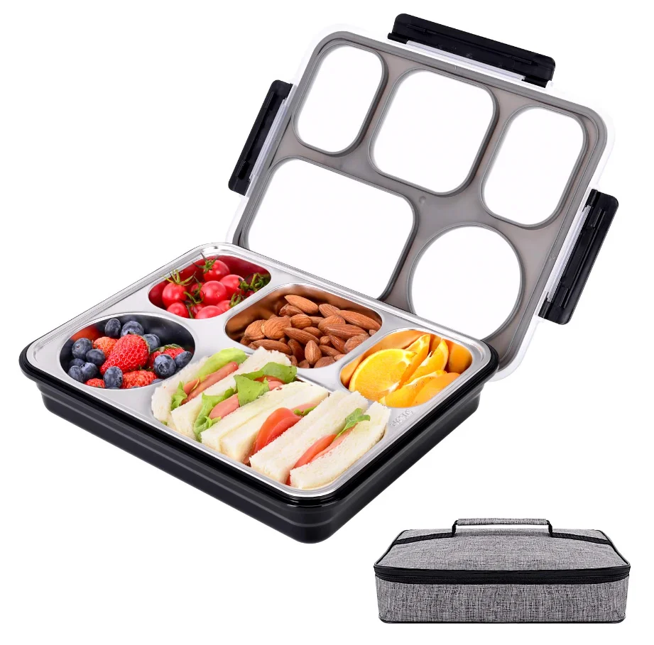 

School high quality hot BPA free leak-proof 4 compartments stainless steel tiffin bento lunch box food storage container, Customized color acceptable