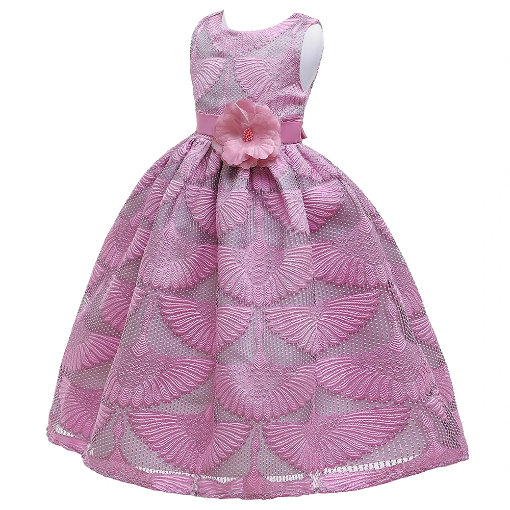 

Factory Wholesale Kids Cloth Evening Gowns Floral Long Elegant Girls Dress LP-253