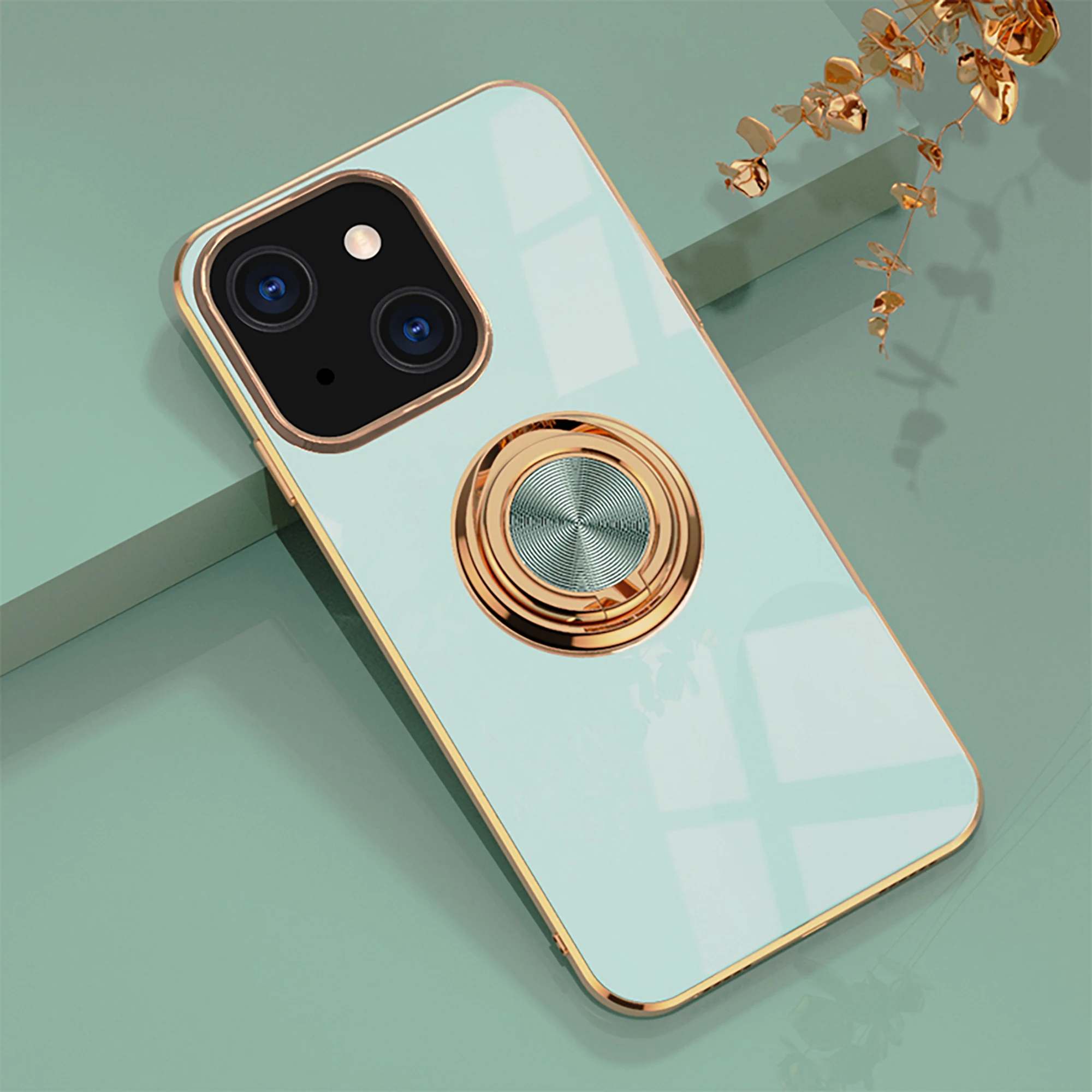 

Electroplate Silicone Phone Case Ring Cell Phone Case For iPhone 13