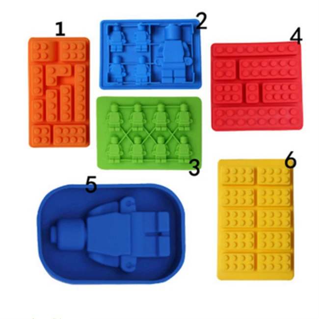 

DIY custom minifigure cake mold silicone lego robot building blocks ice cube tray silicone molds, Customized color