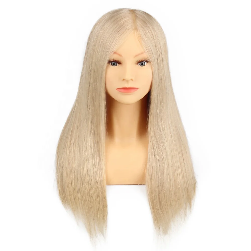 

High quality 24"blonde Hairdressing Training Head Mannequin 30% Real Human Hair + Free Clamp Wholesale