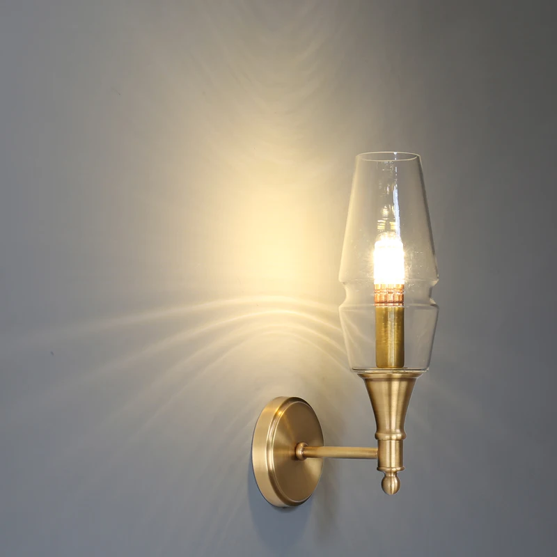 Crystal Decorative Living Room Lamp E14*2 Bulb Holder Brass Led Wall Sconce Home Lighting With Shade