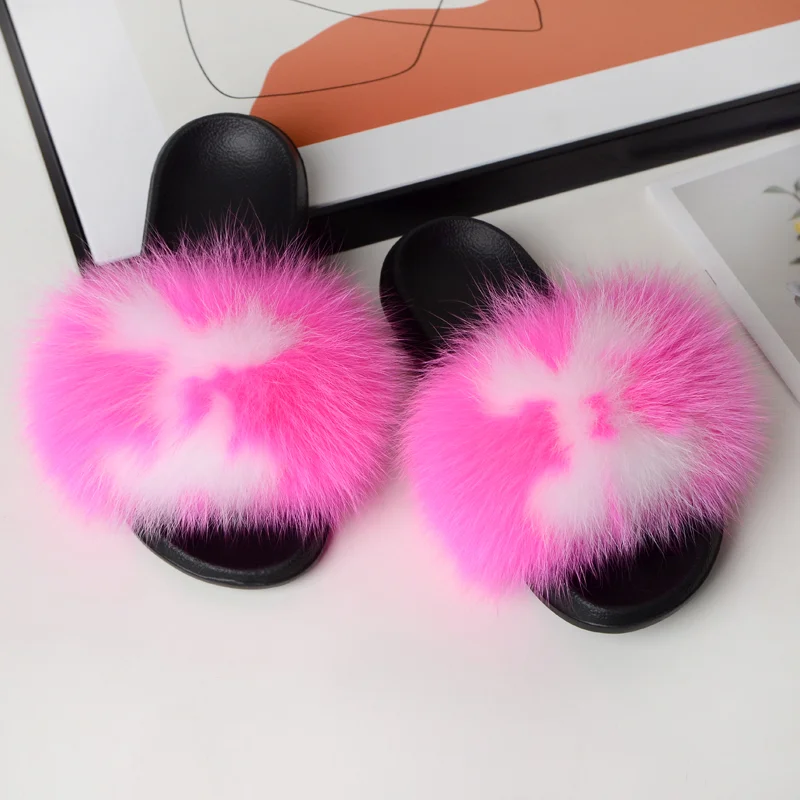 

red fur slippers mommy and me fur slides custom fur slides, Customized color