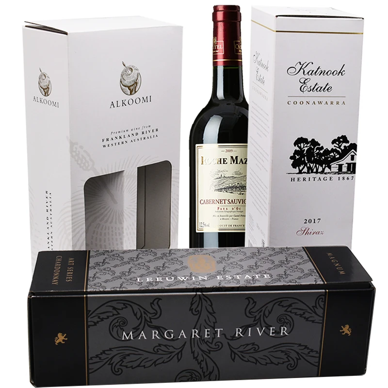 Custom Red Wine Glass Box for 2/3/6 Bottles Luxury Shipping Paper Cardboard Wine Box Embossing for Vodka Soda Packaging Gift details