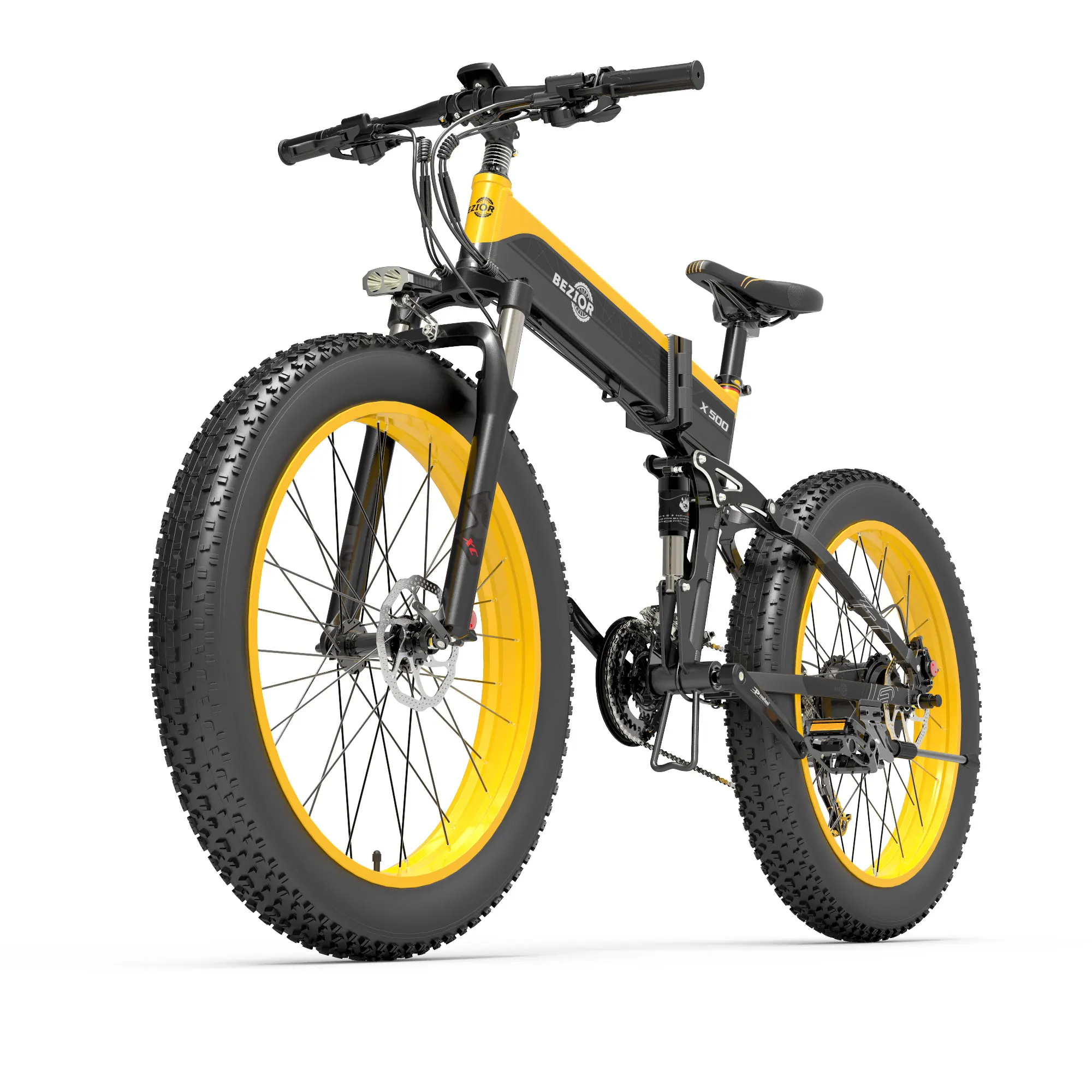 

EU warehouse BEZIOR X500 foldable portable electric mountain bike 500W motor power 26-inch wheels speed up to 40KM/H