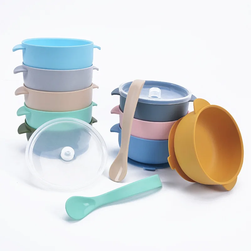 

Wholesale Baby Feeding Tableware Non-Slip Supplementary Food Bowl Spoon Set Suction Bowl With Spoon