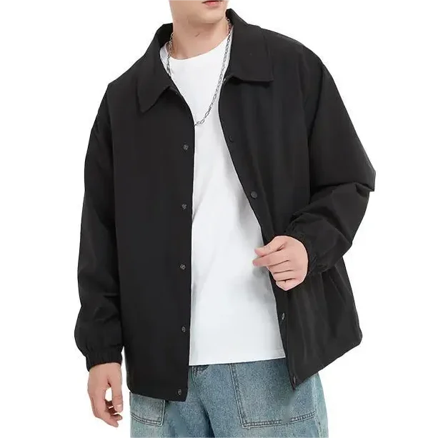 OEM Custom Patch Embroidery Flocked Cotton Polyester Waterproof Windbreaker Lightweight Coaches Jacket For Men