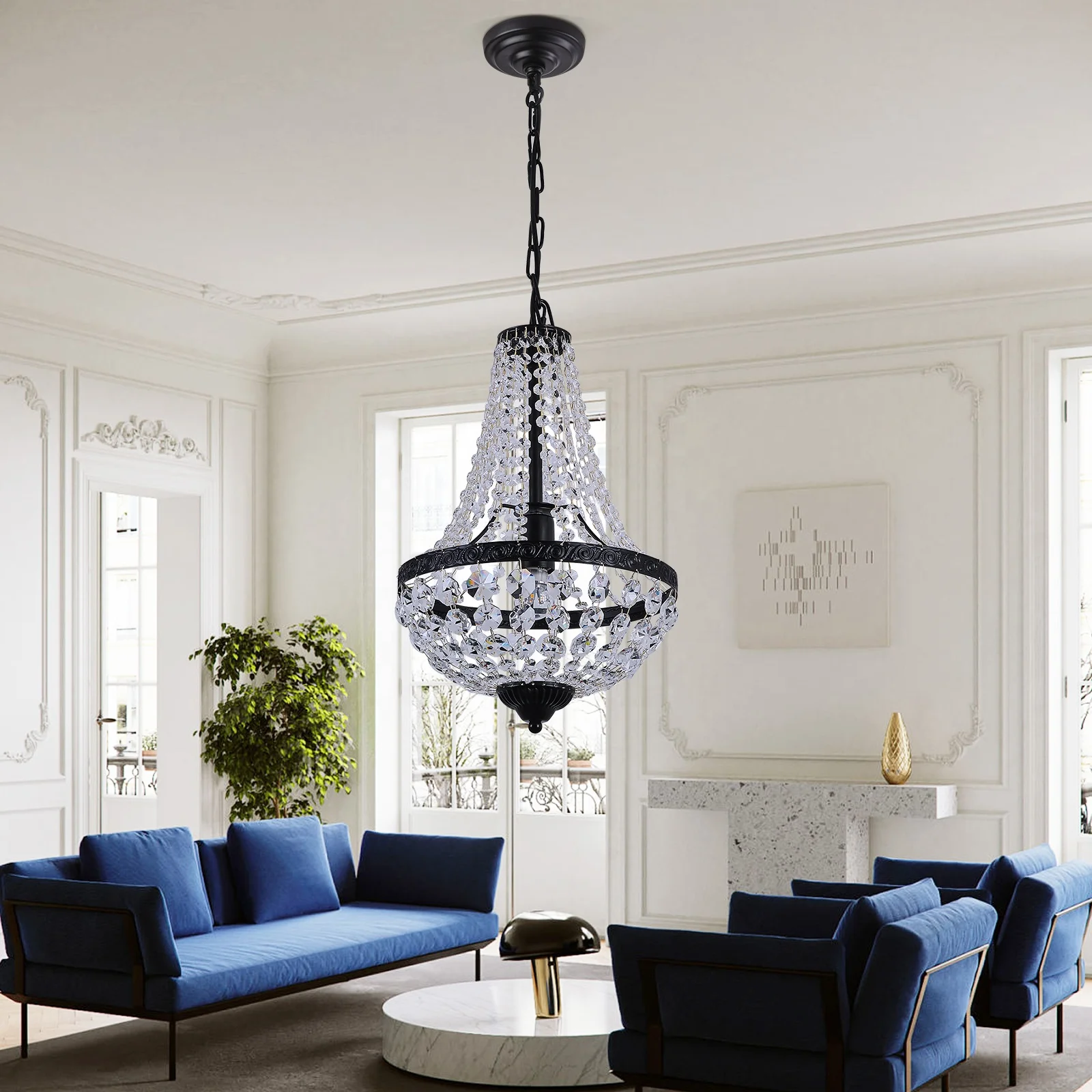 Factory Customized American Retro Chandelier Crystal Pendant Lamp for Restaurant Corridor Light