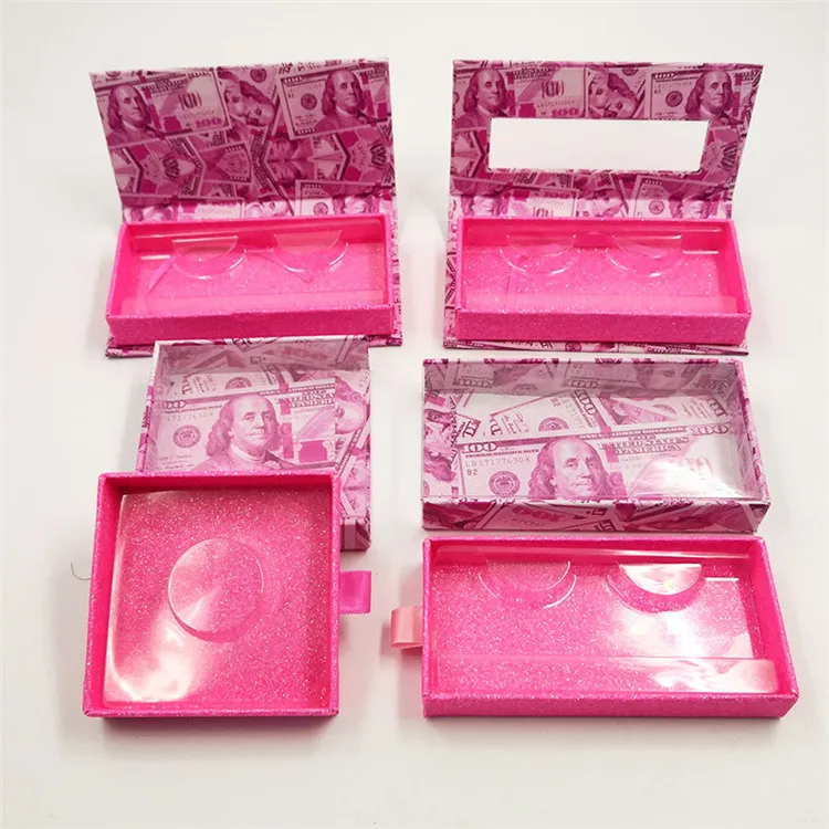 

Latest Customized Pink 25 mm Mink Lash Money Eyelash Packaging Box, Like pic or customized