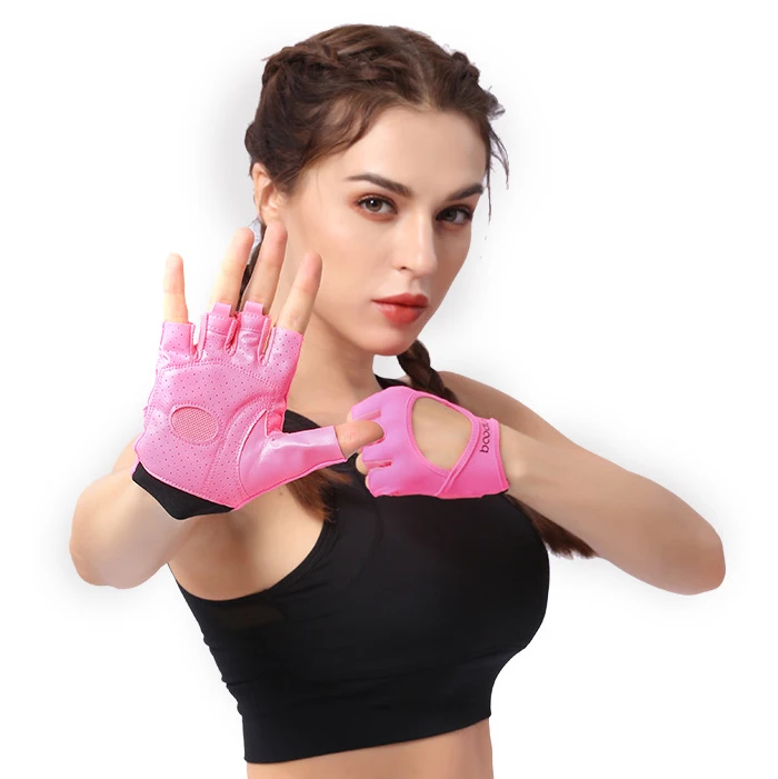 

Women gym yoga sport weight lifting fashion Non-slip Protector half finger fitness workout fitness, Black pink