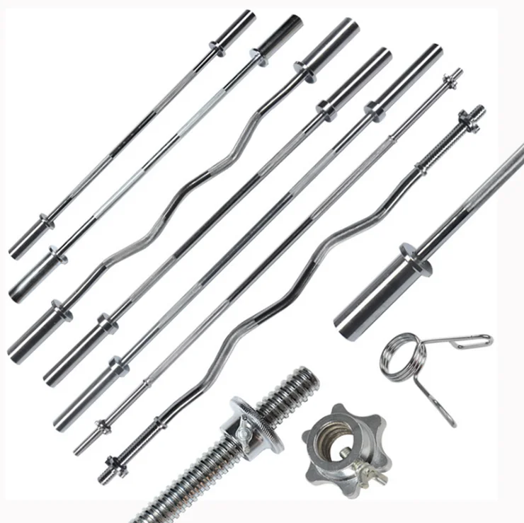 

Wholesale fitness gym training free weights gym equipment straight olympiv barbell bar for weightlifting, Silver