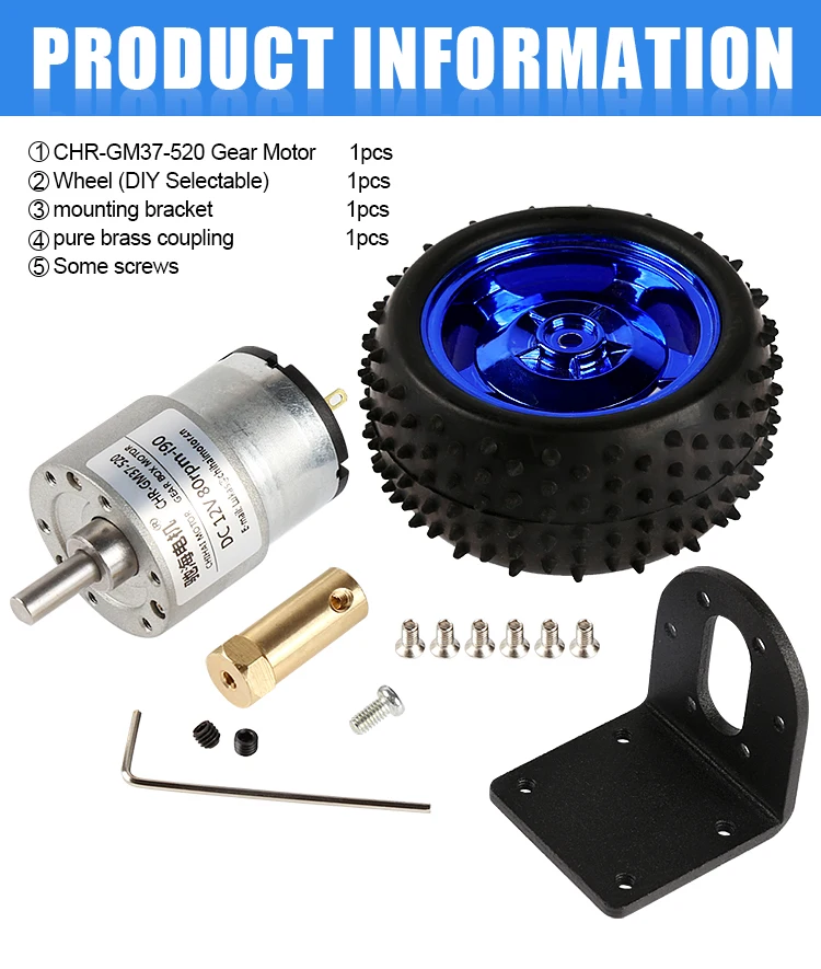 Chihai Motor Chrgm37520 Offaxis Remote Control Rubber Wheel Gear
