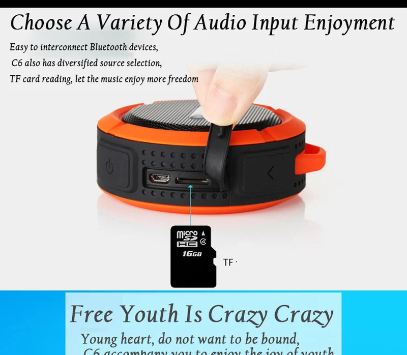 C6 Portable Wireless Bluetooth Speaker With Calls Handsfree and Suction Cup Waterproof Shower Mini outdoor Plastic Speaker - ANKUX.COM