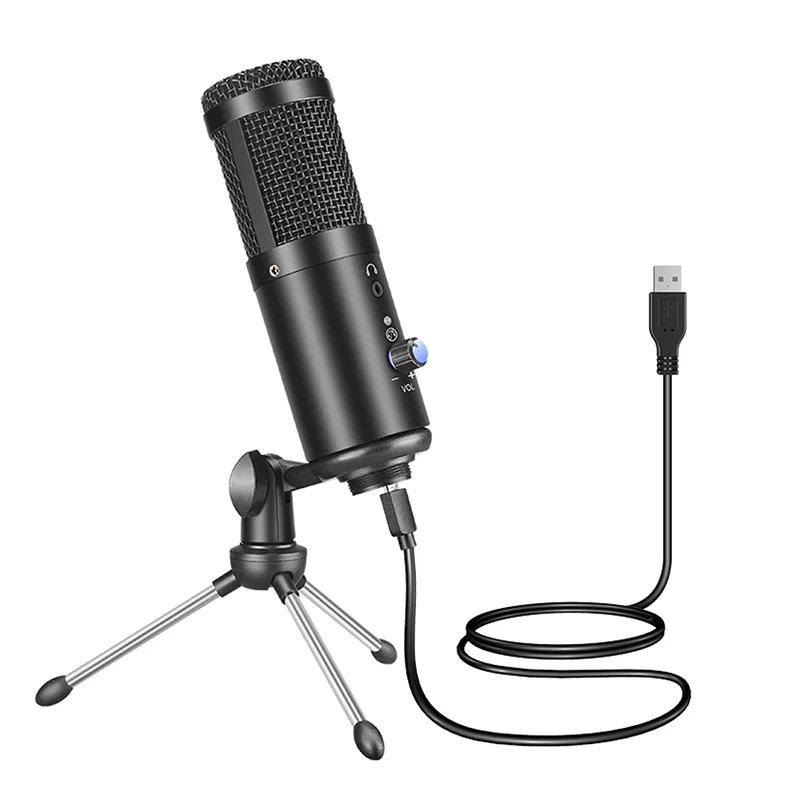 

High Quality Usb Condenser Microphone For Studio Karaoke Gaming Professional Omnidirectional Mic Microphone, Black