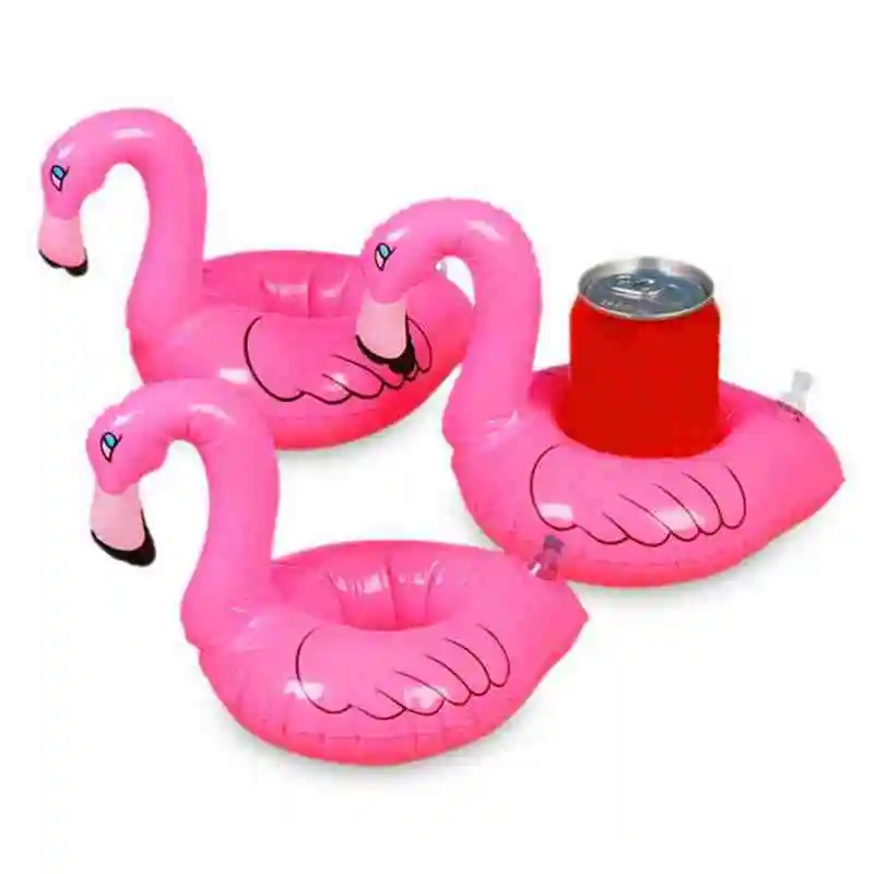 

Flamingo Shape Inflatable Drink Mat Water Toy Air Cup Plastic Cup Mat Essential Item for Swimming Pool Party Beverage Cooler