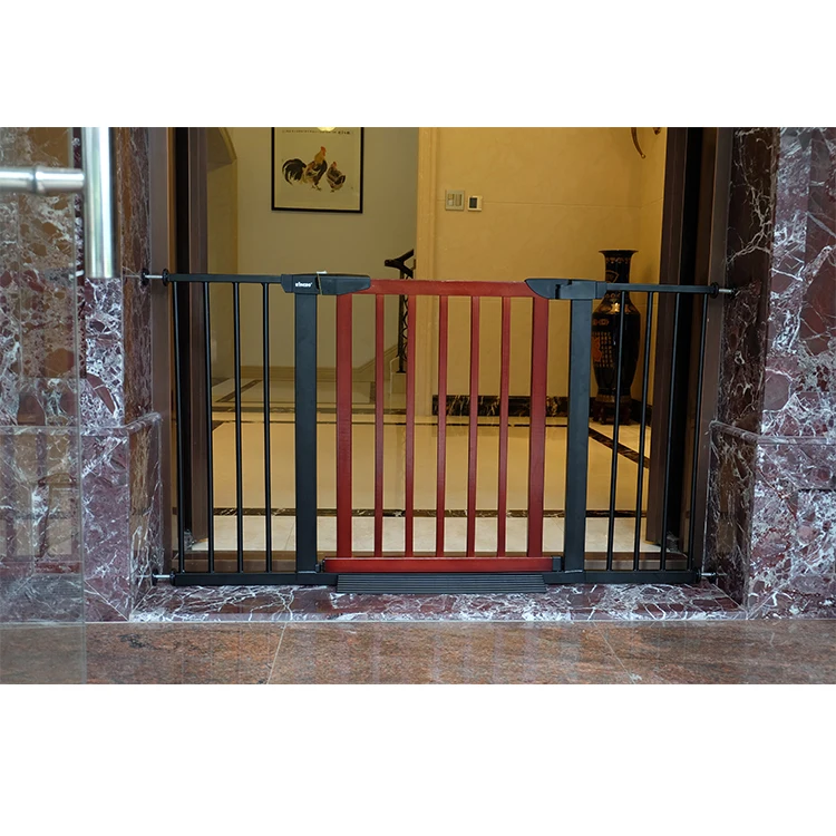 

Wholesale baby gate stairs barrier wooden safety gate for children custom baby safety gate, Black