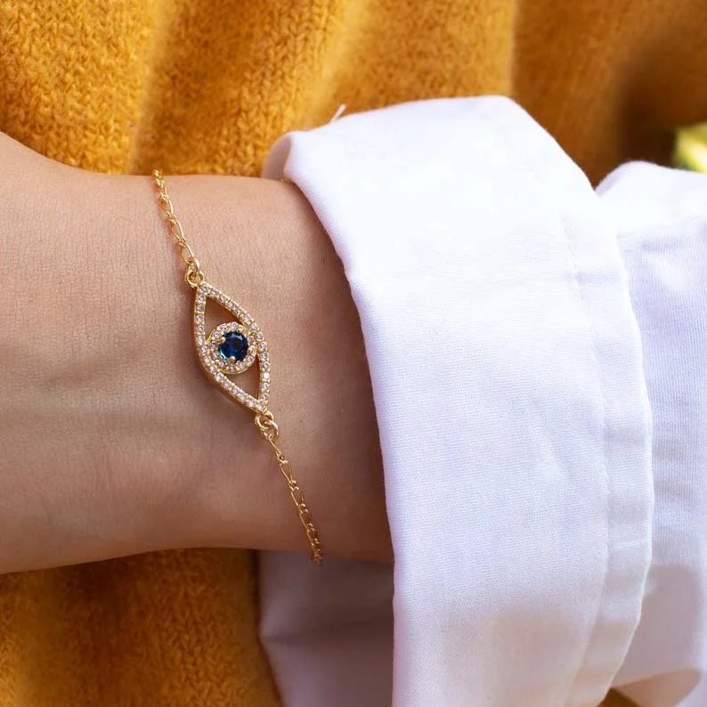 

LOZRUNVE Dainty 925 Silver Hamsa Evil Eye Silver Bracelets for Women Jewelry