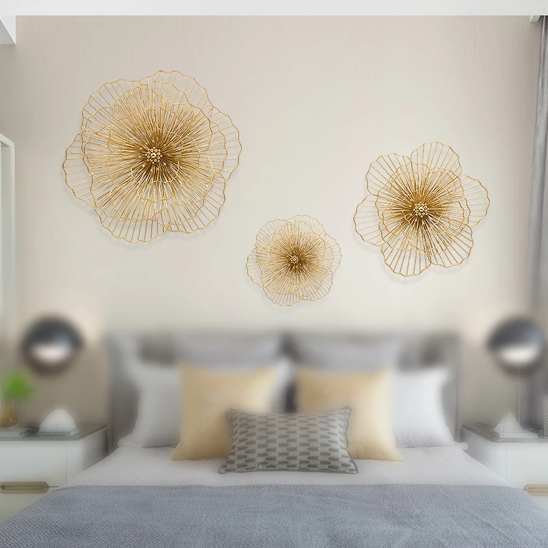 

3d Metal Hollow Out Flower Wall Decoration Metal Flower Wall Decor Handmade Carved Diy Flower Home Wall Decor, Gold