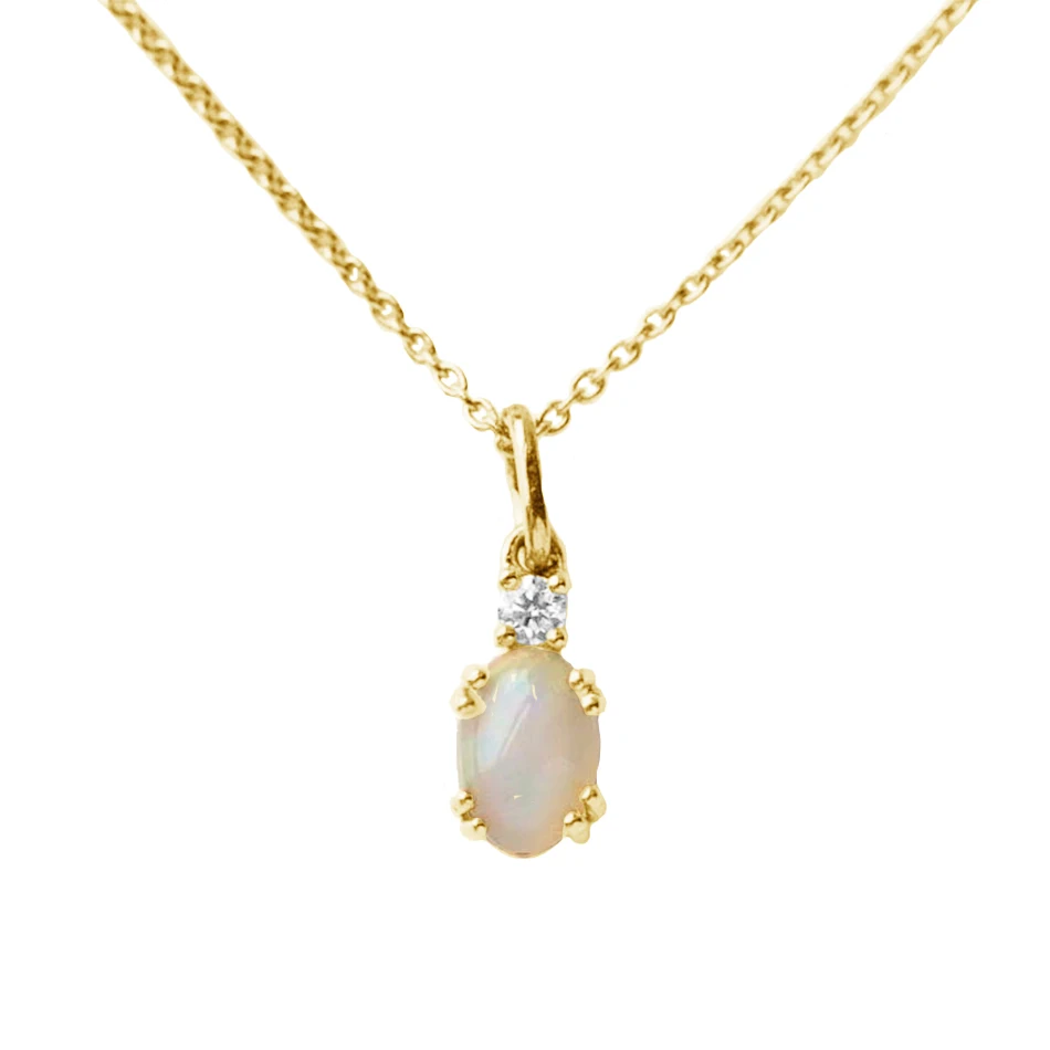 

wholesale fashion jewelry 925 Sterling Silver pendant necklace 18K gold Plated solid gold opal & zircon pendant necklace