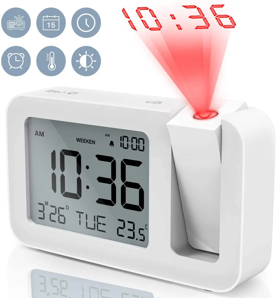 

Desktop Electric Digital Projection Logo Mini Light Alarm LED Table Clock with Time Projector