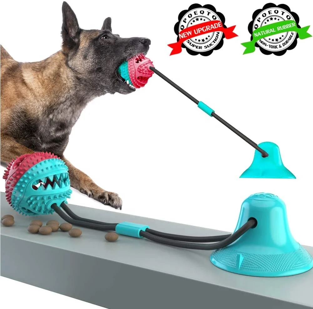 

Suction Cup Dog Toy, Dog Rope Ball Pull Toy with Double Suction Cup, Multifunction Molar Bite Toy Tug of War for Aggressive Chew, Blue