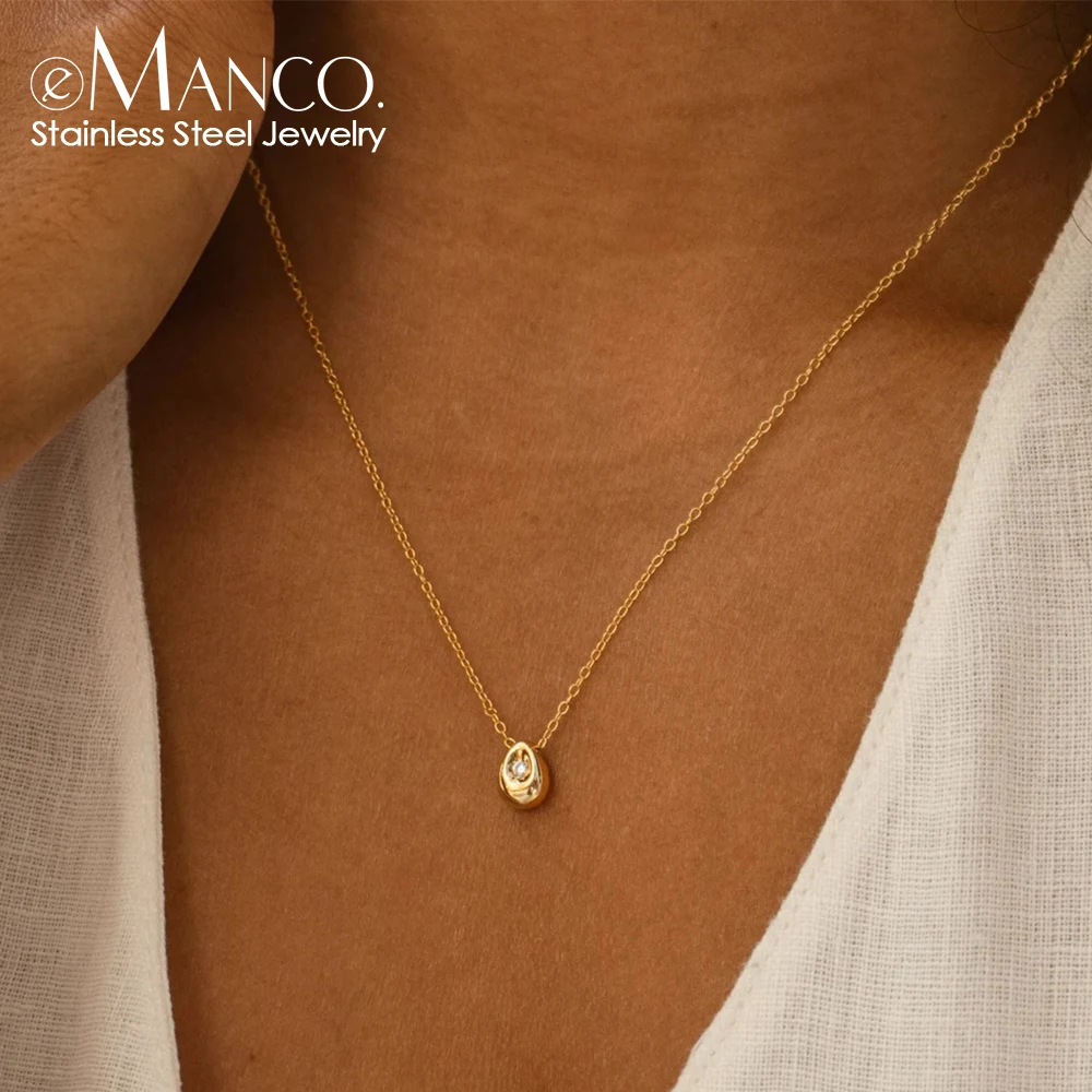 EManco Non Tarnish Necklace Wholesale Modern Minimalist Necklace Design Plated Gold Water Drop Necklace for Woman