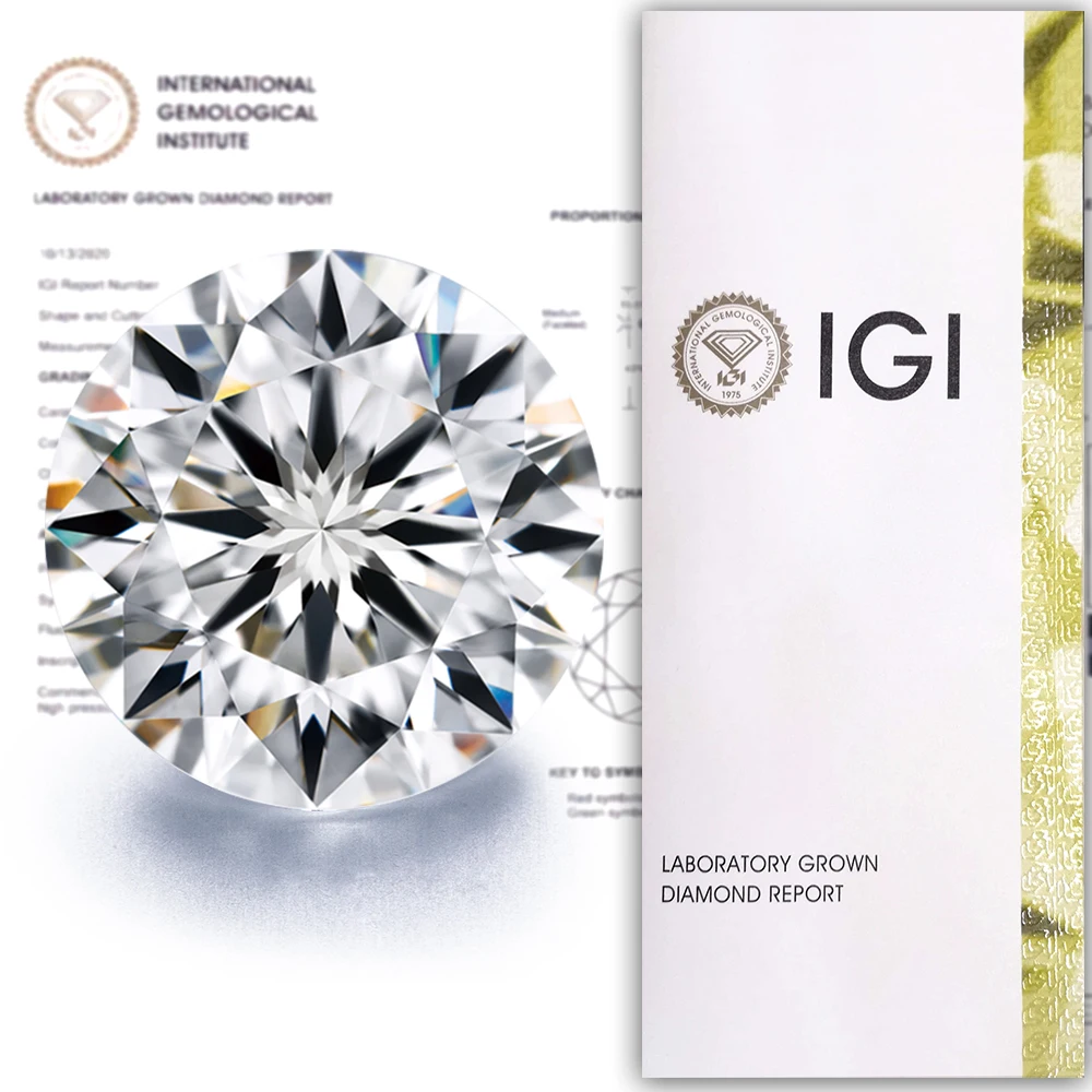International IGI Certificate 1ct 1.5ct 2ct 3ct 4ct 5ct Wholesale Excellent Round Cut Lab Diamond HPHT CVD Lab Grown Diamond