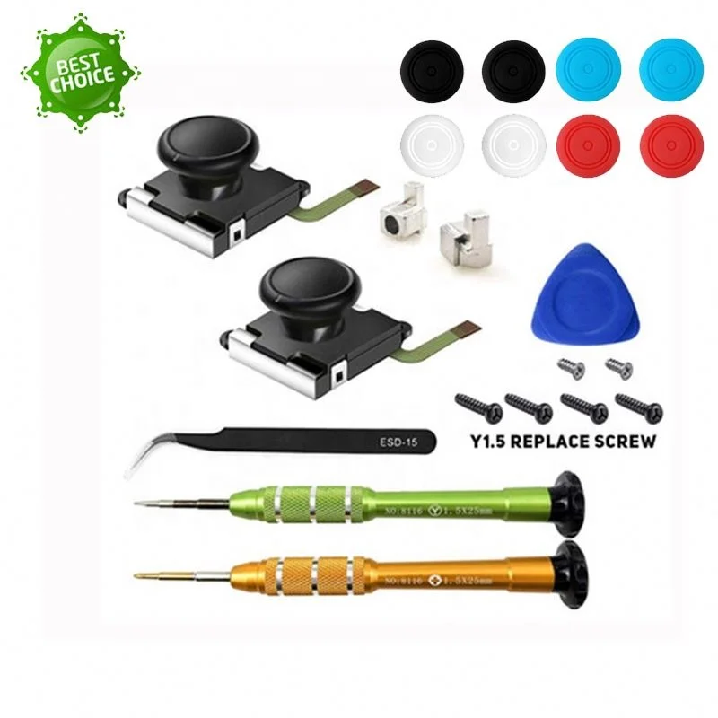 

B Hot Thumb Grips With Screwdriver Parts Repair Set Console Joystick Joy Repairs Kit Tools For Switch, Colors