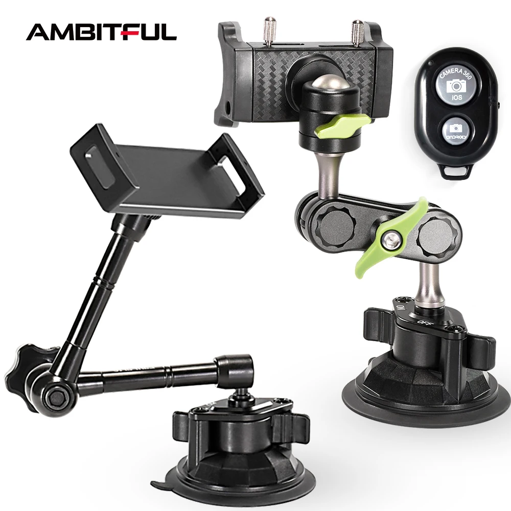 

Lanparte UBA-01 Universal Car Suction Cup Phone Tablet Holder Bracket 360 Flexible with Universal Ball Head Arm