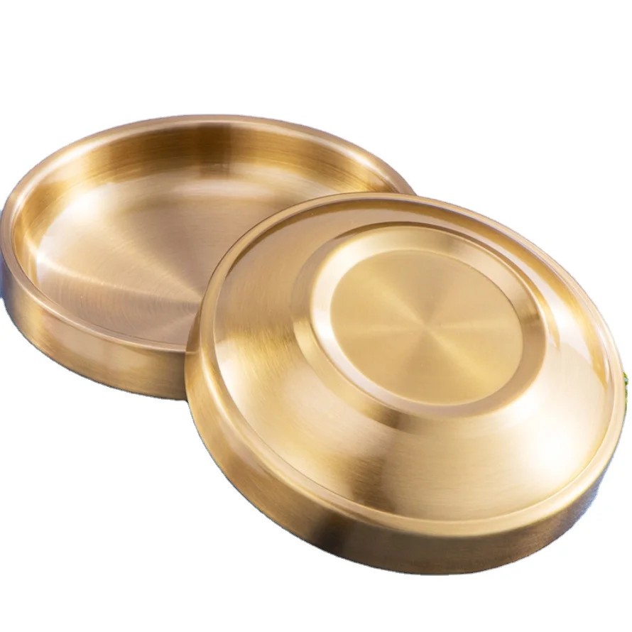 

High Quality serving stainless dish soy sauce stainless steel soup Korean double layer dish