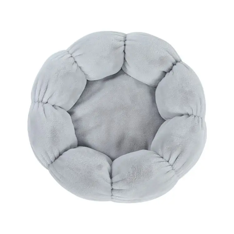 

Factory Best Price Cute Flower Plush Round Pet Bed Luxury Pet Beds Furniture Bed For Cat, Customized color