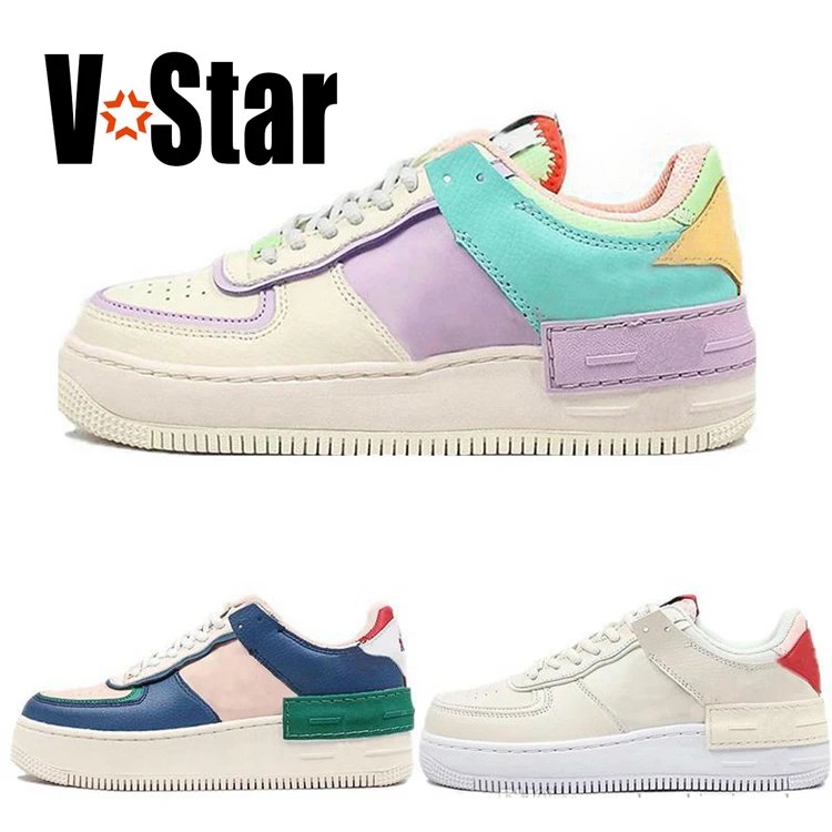 
2020 Hebei factory wholesale new Arrival air low price stock pu sport shoes for men skateboarding shadow Colorful pink sneakers 
