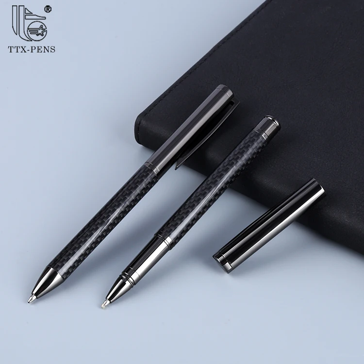 

wholesale black metal pen set ball pen promotional carbon fiber mental pen, Customized