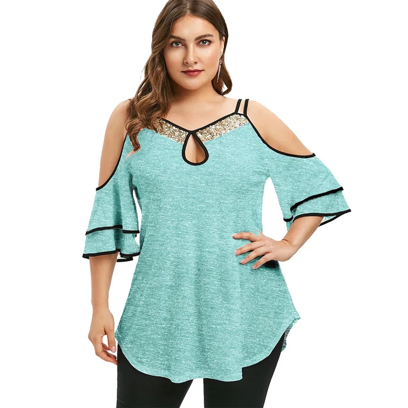 

Summer Streetwear Off Shoulder Sling Butterfly Sleeve T Shirts Loose Plus Size Womens Tops Blouses, White, pink, gray, black, lake blue, orange