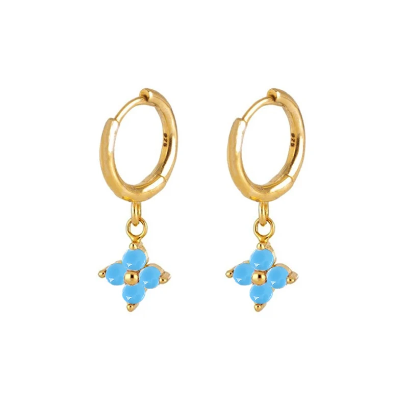 

ROXI summer hot trend s925 sterling silver diamond and colorful zircon snowflake huggies earrings