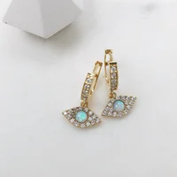 

opal gemstone evil eye drop charm earring cz mini hoops trendy dangle earrings for women