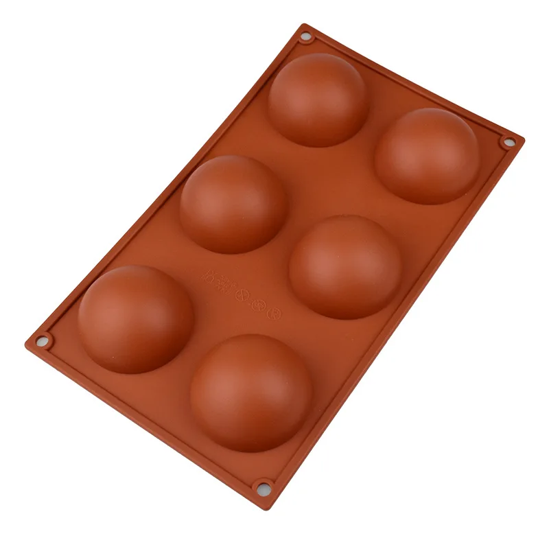 

6 Holes Medium Semi Half Sphere Silicone Baking Mold For Making Hot Chocolate Bomb Cake Jelly Dome Mousse