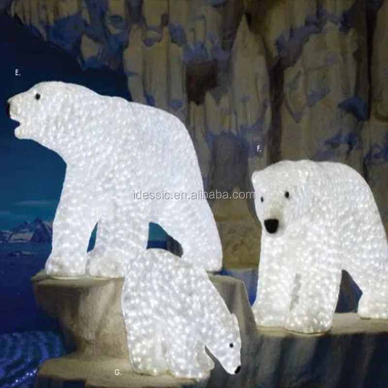 Outdoor Commercial Grade Led Acrylic Animals Figures Led Polar Bear Christmas Lighted