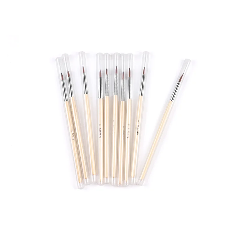 

Kolinsky Sable Acrylic Brush 10pcs Set Size 6#/8#/10# Wooden Nail Brush Kolinsky Nail Gel Brushes