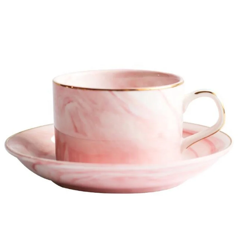 

Porcelain New Style Nordic Creative Phnom Penh Design Coffee Sets Simple Fashionable Healthy Eco-Friendly Tea Sets, Pink/gray