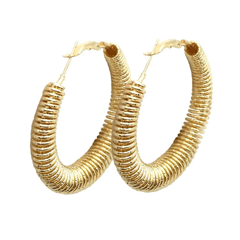 

50mm Big Exaggerated Hoop Earrings Gold Silver Metal Statement Spring Hoop Earrings Women Jewelry