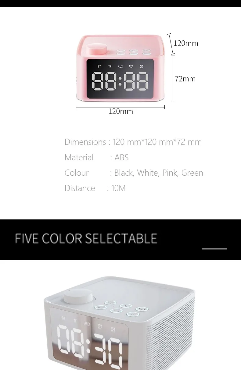 Bluetooth speaker mini portable wireless speaker with mobile phone holder bass sound bluetooth speaker with LED clock - ANKUX Tech Co., Ltd