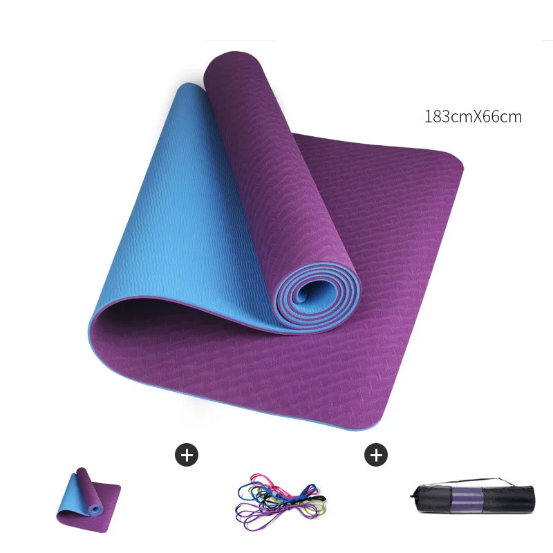 

Hot Sale Three Pieces TPE Two Colors 66 cm Width Yoga Mat For New Learner Solid Color Eco-friendly Yoga Mat