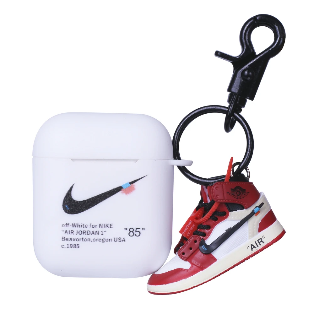 Off-White Air Jordan 85 Protective TPU Cover case Earbuds Hypebeast for Wireless Apple AirPods 1 and 2 EarPods with 3D Mini