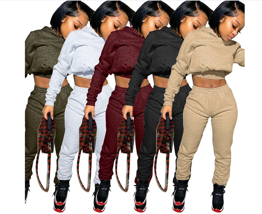 

LDDRESS 2020 Autumn Winter Jogger Jumper Gym Custom Workout 2 Piece Women Set Crop Top Oversize Hoodie Women Sweatshirt