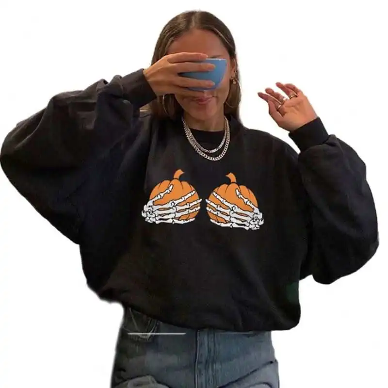 

Wholesale Custom Women Casual Pullover cute oversized cartoon graphic Ladies Sweatshirts