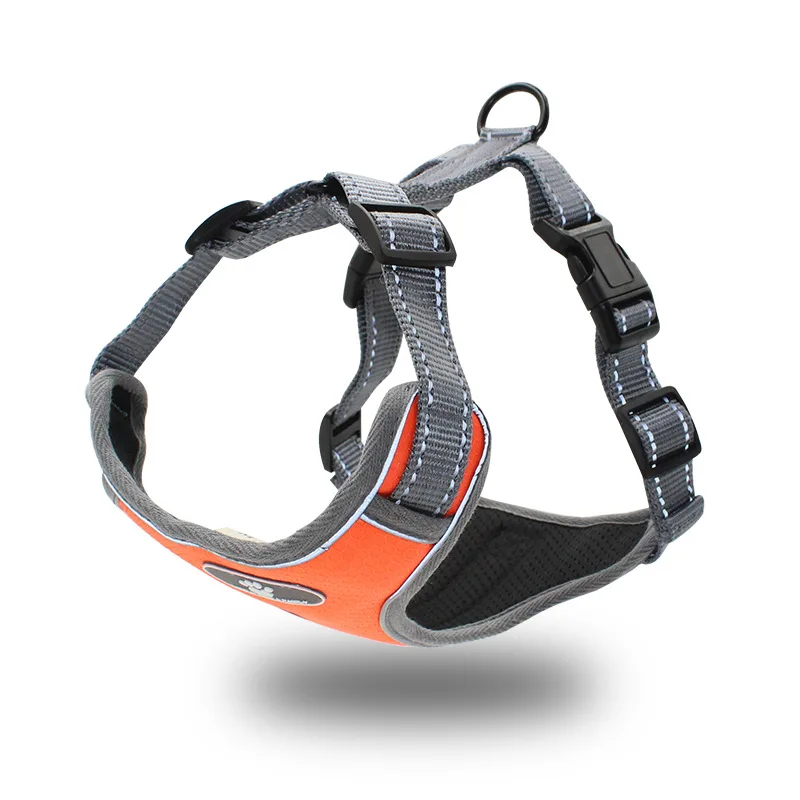 

2021 Pet Dog Harness Outdoor Training Walking Reflective Breathable Adjustable Luxury Dog Harness Set