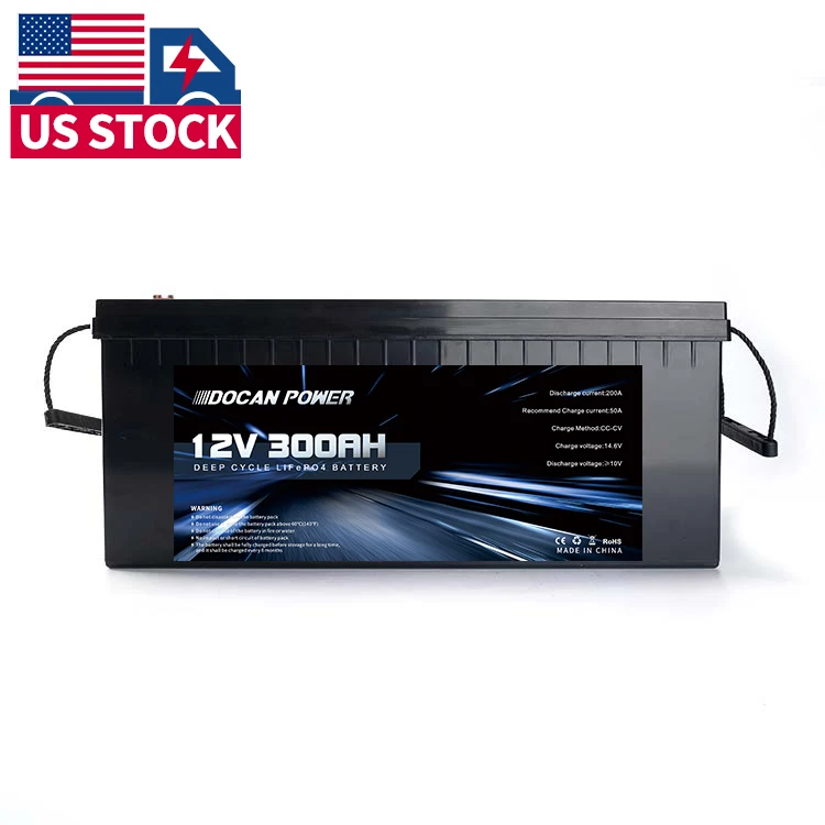 

Docan 12V 300Ah 310Ah 3Kw with BMS and LCD screen USA stock Free shipping LiFePO4 Battery Pack solar battery pack